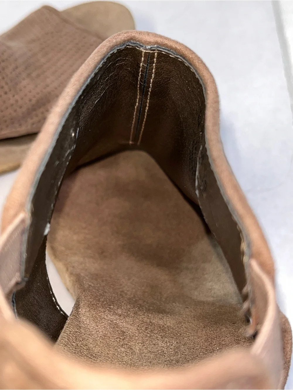 LifeStride Soft System Taupe Peep Toe Cork Wedge Sandals Size 8 Comfort